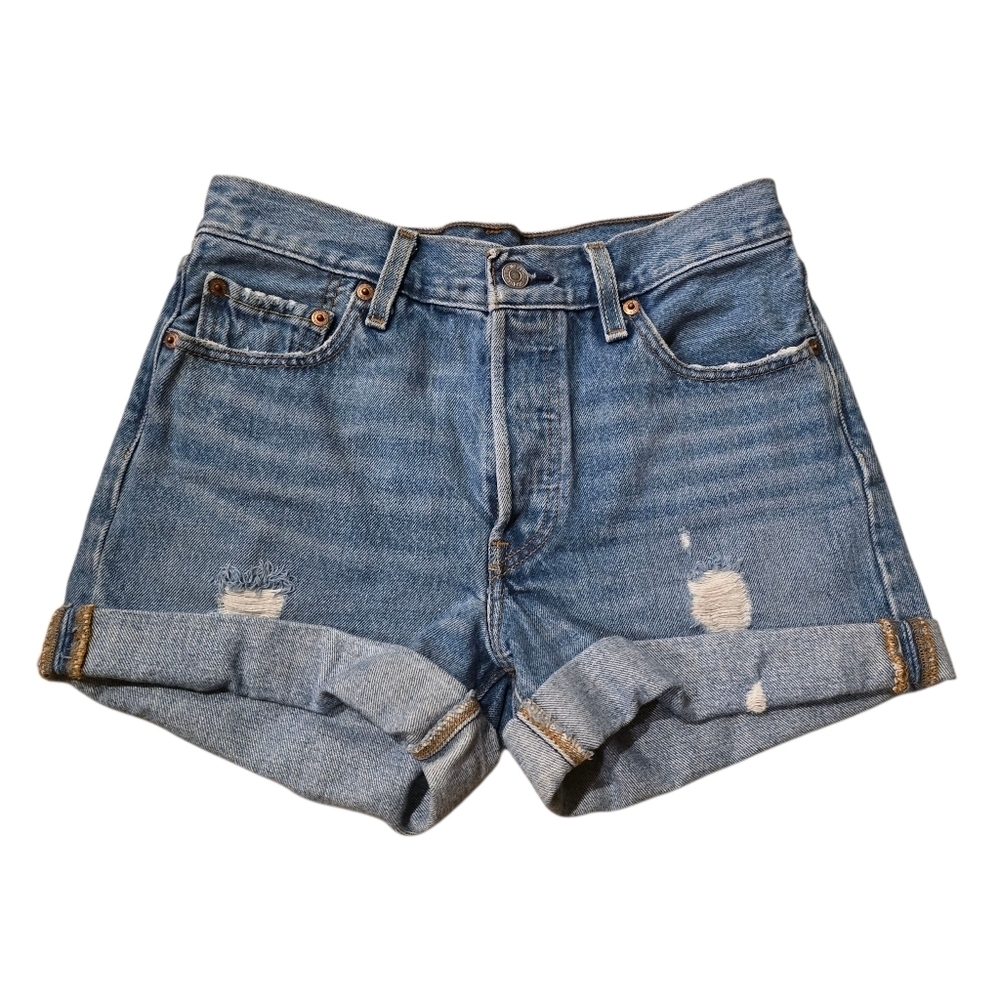 Levis 501 Blue Denim Women's Rolled Shorts